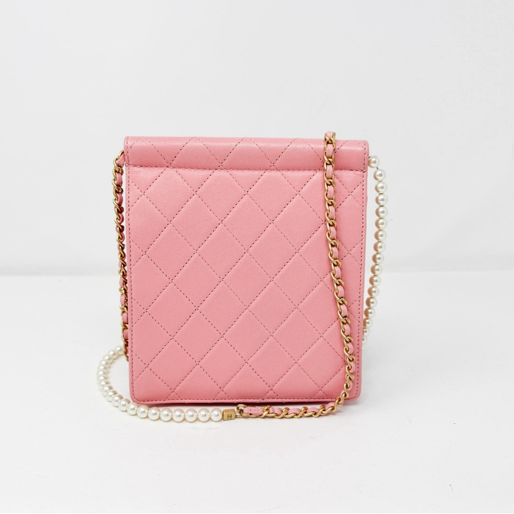 Chanel Pink Pearl Chain Vertical Flap Bag - Picture 2 of 13